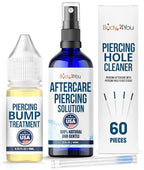 BodyJ4You Piercing Aftercare Spray Keloid Bump Removal Piercing Hole Cleaner - Earring Hole Cleaner Piercing Floss Ear Hole Cleaner - Natural Saline Wound Wash - Pierced Ears Nose Cleaning Kit