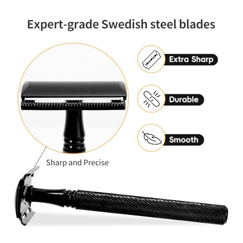Double Edge Safety Razor Blades - 100 Count Premium Platinum Swedish Steel Blades for Men & Women’s Razors with a Smooth Precise and Clean Shave