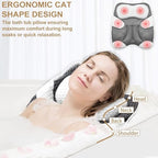 Ergonomic Cat Shape Bath Pillow for Head and Neck, SPA Gift for Women, Machine Washable Bathtub Pillow 4D Air-Mesh with 7 Suction Cups Gray
