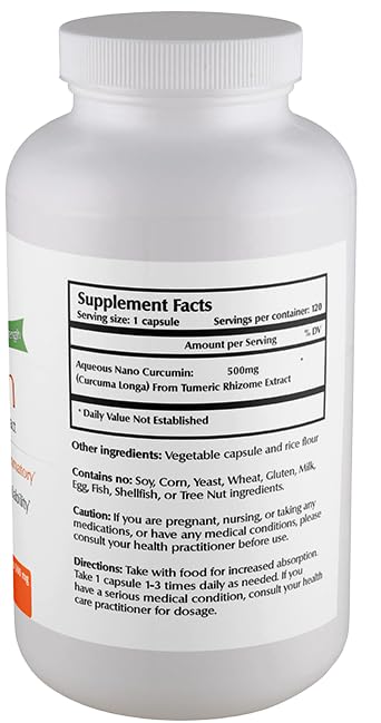 One Planet Nutrition Nano Curcumin 500 mg Veggie Capsules (120 Servings), Nano for High Absorption, Supports Immune Health, Non-GMO, Vegan, Gluten-Free