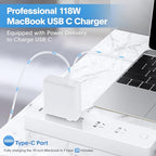 Mac Book Pro Charger - 118W USB C Fast Charger Power Adapter Compatible with MacBook Pro/MacBook Air 16 15 14 13 Inch, M1 M2 M3 M4, New iPad Pro and All USB C Device, Charge Cable 6.6ft