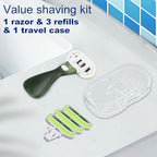 Mini Razors for Women Travel, Extra Smooth On The Go Razor, Portable 5-Blade Womens Razors for Shaving, Travel Essentials for Women, 1 Mini Razor, 3 Refills and 1 Travel Case, Avocado Green