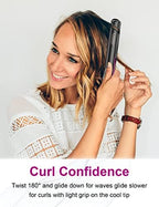 LANDOT Hair Straightener and Curler 2 in 1 - Twist Straightening Curling Iron Combo - Flat Iron Curling Iron in One for Curl Wave Straighten Hair