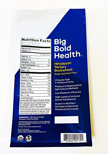 Big Bold Health Himalayan Tartary Buckwheat (HTB) Super Nutrition Flour, Gluten-Free Flour Alternative for Baking, All-Purpose Flour, Certified Organic, Non-GMO, and Kosher
