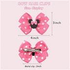 Ayesha 8pcs Mouse Ears Bow Clips for Toddler Girls Mouse Hair Bows Hair Clips Polka Dot Bows for Birthday Parties Themed Parks