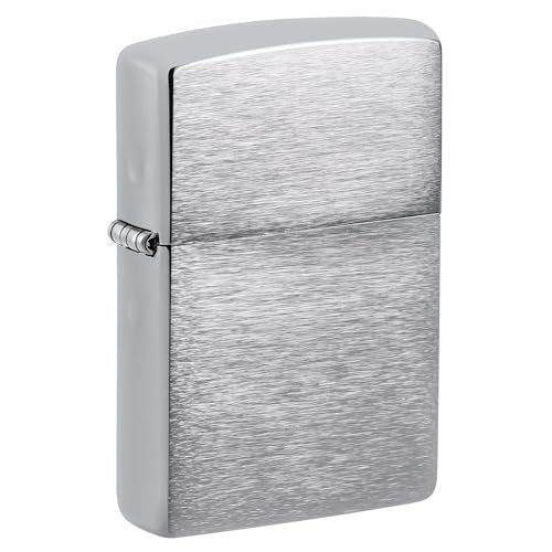 Zippo Classic Brushed Chrome Pocket Lighter - Windproof & Refillable Flip-Top Metal Lighter - Everyday Use Pocket Lighters - Luxury Lighters Made in USA