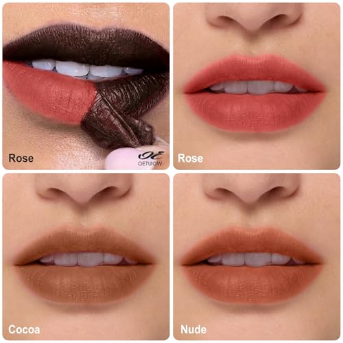 OETUIOW Lip Stain Peel Off, Lip Liner Moisturizing Long-Lasting & Waterproof, Transfer Proof & Plumping, Non-Stick Cup, Cocoa Color