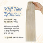 Easyouth Sew In Human Hair Extensions Blonde Hair Extensions Sew In Weft Hair Extensions Color Platinum Blonde Hair Extensions Sew in Weft Extensions Bundles 12 Inch 70G