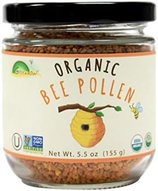 Greenbow Organic Bee Pollen - 100% USDA Certified Organic, Non-GMO, Halal, Kosher Certified, Pure & Natural Bee Pollen - Superfood Packed with Proteins, Vitamins & Minerals - Gluten Free - 155g