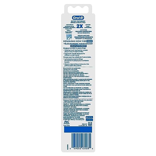 Oral-B Kid's Battery Toothbrush Featuring Disney's Mickey Mouse, Soft Bristles, for Kids 3+ (Pack of 2)