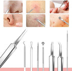 Blackhead Remover Set 8 Pcs Stainless Steel Whitehead Blemish Removal Tool with Portable Metal Case