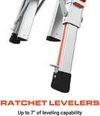 Little Giant Ladders Velocity, 17-Ft Folding Multi-Position Ladder, Aluminum, 300 lb Load Capacity, Type 1A Extra Heavy Duty, 18-Ft Reach, with Ratchet Levelers and Wheels (15417-801)