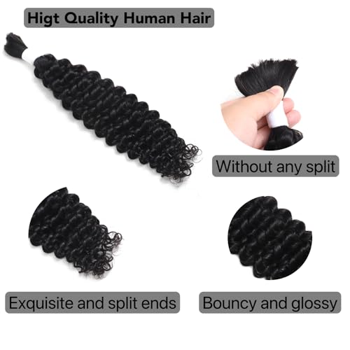 Human Braiding Hair for Boho Braids 2 Bundles 100g 28Inch Water Wave Human Hair Braiding Hair 12A Brazilian Virgin No Weft Hair Extensions for Bohemian Knotless Braids Bulk Human Hair for Braiding