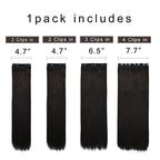 REECHO 18" Straight Long 4 PCS Set Thick Clip in on Hair Extensions Black Brown