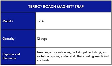 TERRO T256 Poison Free Roach Magnet Trap and killer with Exclusive Pheromone Technology - Kills Ants, Spiders, Scropions, Silverfish, Crickets, and More - 12 Pack 144 Traps
