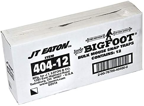 JT Eaton Little BIGFOOT® Mouse Size Wooden Snap Trap with Expanded Trigger, Bulk Pack of 12