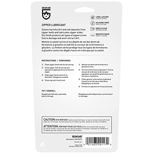 GEAR AID Zipper Cleaner and Lubricant for Wetsuits, Tents and Bags, 2 fl oz, 2 Pack