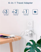 2 Pack Israel Power Adapter, One Beat Israel Travel Plug Adapter with 3 American Outlets 3 USB Ports(1 USB C), 6 in 1 Type H Travel Adapter Plug Converter for US to Israel, Jerusalem, Palestine