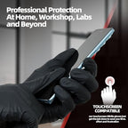 Jointown Basic Heavy Duty Nitrile Gloves, 8 Mil Black Mechanic Disposable Gloves Medium with Raised Diamond Texture, Latex Free, Powder Free Industrial Automotive Work Gloves Case of 1000
