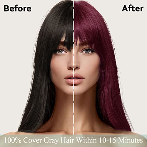Fvquhvo Red Wine Hair Dye Shampoo 3 in 1 for Women & Men - Instant Herbal Red Shampoo Colors in Minutes & Long Lasting 16.90 Fl Oz