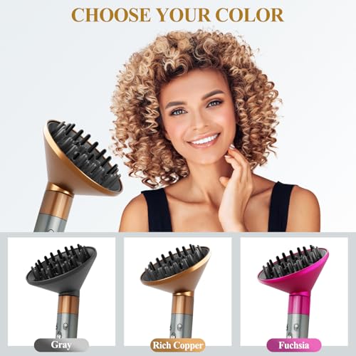 Large Diffuser Attachment Compatible with Dyson Airwrap, Upgraded Bigger Diffuser Nozzle to Dryer Faster and Define Curls Hair, Gold