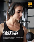 Picun B8 Bluetooth Headphones, 120H Playtime Headphone Wireless Bluetooth with 3 EQ Modes, Low Latency, Hands-Free Calls, Over Ear Headphones for Travel Home Office Cellphone PC Black
