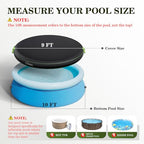 UIRWAY 10FT Round Pool Cover, Inflatable Pool Covers for Above Ground Pools with Elastic Cord - Snug Fit & Easy Set, Outdoor Swimming Pool Cover with 2 Reflective Strip Handles, Black