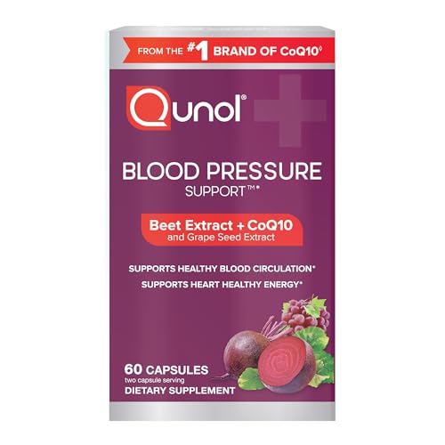 Qunol Blood Pressure Support, 3 in 1 Beets + CoQ10 + Grape Seed Extract, Beet Root Capsules That Supports Healthy Blood Circulation & Heart Healthy Energy, 60 Count (Pack of 2)