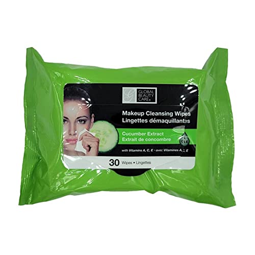 Global Beauty Care Cleansing Makeup Removal Wipes Bulk - Great for travel toiletries - 120 Count (4-Pack) (Cucumber)