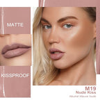 Oulac Matte Liquid Lipstick 2 PCS Set, Long Lasting Lipstick Waterproof Lip Stain, No Transfer, Creamy High Pigmented Formula with Rose Oil, Vegan [M19+M24]