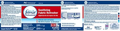 Febreze 72136 Professional Sanitizing Fabric Refresher, Light Scent, 1 gal, Ready to Use, 3/Carton
