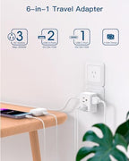 2 Pack Australia New Zealand Power Plug Adapter, Australia Travel Adapter with 3 American Outlets 3 USB Charging Ports (1 USB C), Type I Plug Adapter for US to Australia, Argentina, China
