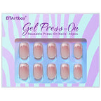 BTArtbox Press on Nails Square - French Tip Press On Nails Short, Seamless Fit Glue on Nails for Nail Art Manicure, 15 Sizes, French Girl
