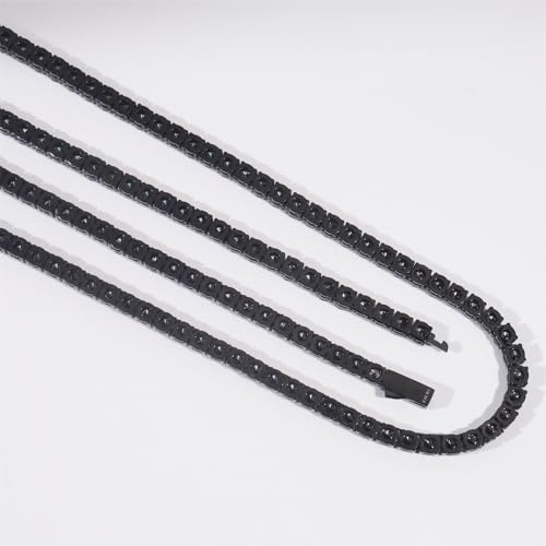 4mm Black Moissanite Tennis Necklace for Women Mens Stainless steel Iced Out Lab Grown Moissanite Diamond Round Cut Necklaces for Men Tennis Hip Hop Chain (4MM Moissanite, 24 inch)
