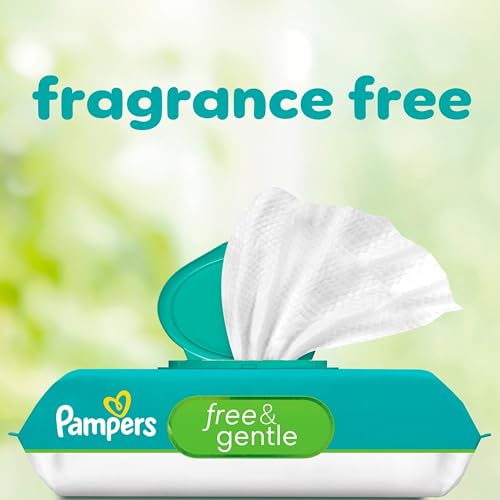 Pampers Baby Wipes, Free & Gentle, Hypoallergenic and Unscented Wipe, 100% Plant Based, Plastic-Free for Babies, 624 Total (8 Flip-Top Packs)