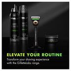 Gillette Labs Mens Razor with Exfoliating Bar, Shaving Kit for Men, Includes 1 Handle, 2 Razor Blade Refills, 1 Premium Magnetic Stand, Black and Gold, Razor for men
