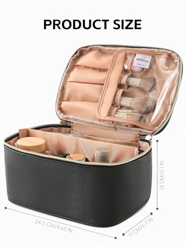 KITENROM Extral Large Makeup Bag Portable Cosmetic Bags for Women Zipper Pouch for Purse Make Up Case with Detachable Divider Toiletry Organization Waterproof Beige