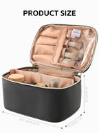 KITENROM Extral Large Makeup Bag Portable Cosmetic Bags for Women Zipper Pouch for Purse Make Up Case with Detachable Divider Toiletry Organization Waterproof Beige