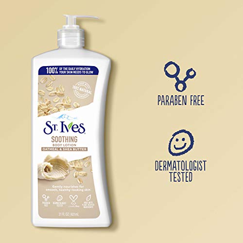 St. Ives Soothing Hand & Body Lotion Moisturizer for Dry Skin Oatmeal & Shea Butter Made with 100% Natural Moisturizers 21 oz (Pack of 2)