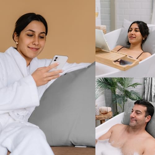Luxury Bath Pillow for Tub - Thick and Comfortable Bathtub Pillow Support for Head and Neck and Back - Washable Quick-Drying Bath Pillows - Bath Cushion for Home Spa - Fits Any Bathtub - Light Gray