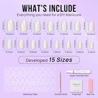 BTArtbox Press On Nails Short - Pearl White Oval Round Press on Nails for Women, Natural Stick on Nails with Glue, Glossy Glue On Nails in 15 Sizes - 30 Nail Kit, A Hidden Gem