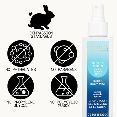 Pacifica Hair Perfume & Body Fragrance Spray Mist - Silver Moon with Vanilla, Almond & Spice ��� Alcohol-Free, Vegan & Cruelty-Free, 6.5 oz