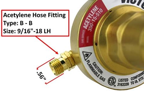 VICTOR Heavy Duty Acetylene Model: 350-15-510 - Delivery Rate: 2-15 psi - CGA-510 - Full Brass - Genuine Victor
