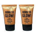 Pack of 2 NYX Born to Glow! Liquid Illuminator, Pure Gold LI03