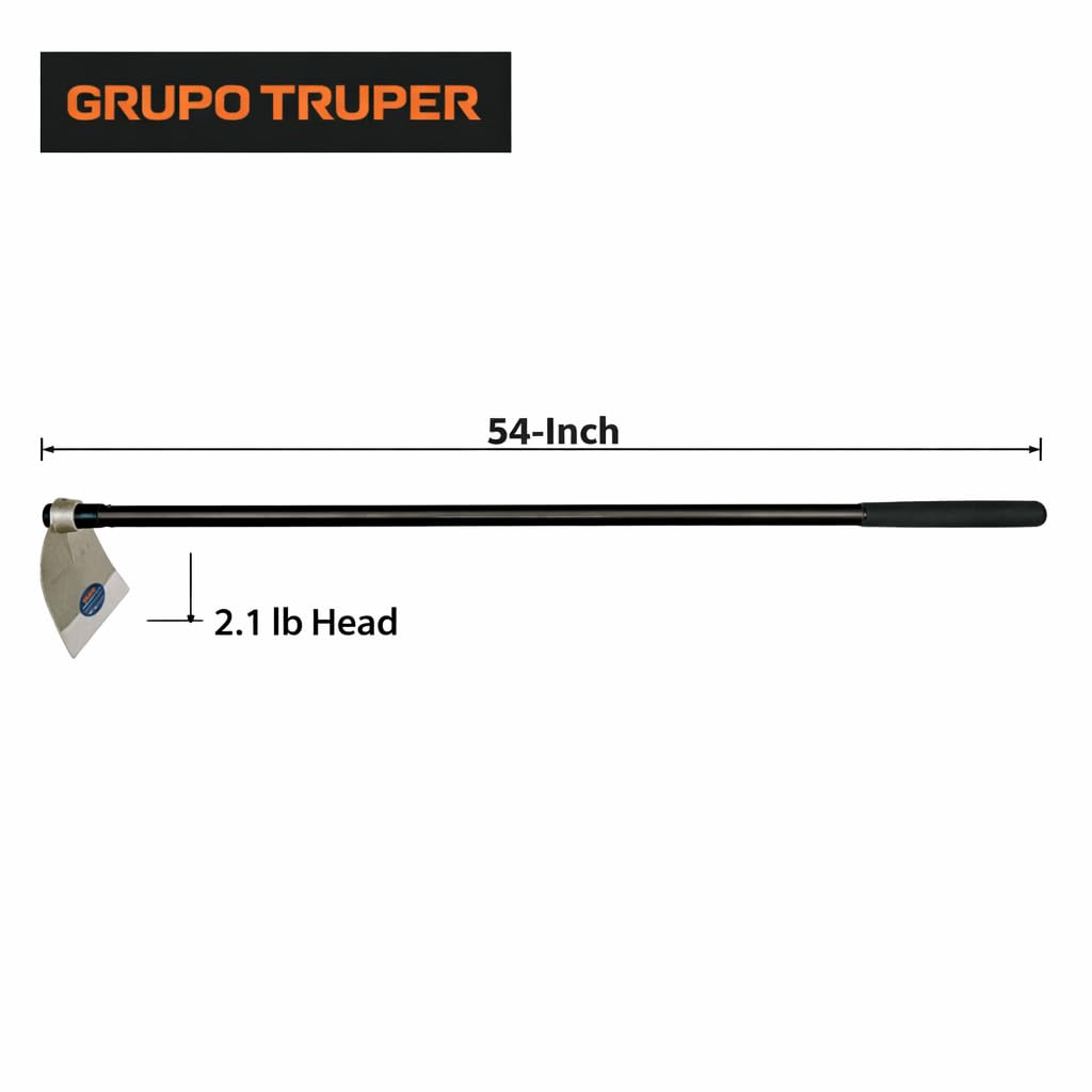 Truper Lane Hoe No. 3, 54-Inch Fiberglass Handle, 8-1/2-Inch x 8-1/2-Inch Forged Head, 2.1 lb Head Weight, Agricultural & Garden Soil Preparation Tool (Model AL-3M / 10621)