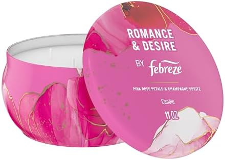 Febreze Scented Candle, Romance & Desire Scent, 11 oz 4 Wick Candle, Single Pack