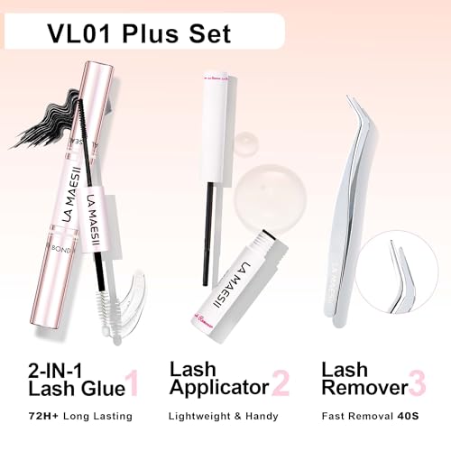 Lash Clusters Kit, Wispy Clusters Lashes Extension Kit, 144 Cluster Eyelash Extensions Soft Individual Lashes Volume, with Clusters Lash Glue Remover Applicator(01C-KitPlus)
