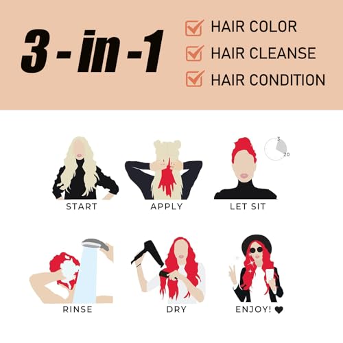 Fvquhvo Dark Red Wine Hair Dye Shampoo 3 in 1 for Gray Hair, Natural Hair Color Shampoo for Men & Women,Burgundy Hair Dye Shampoo, Red Hair Shampoo & Red Hair Dye, Champu Para Canas