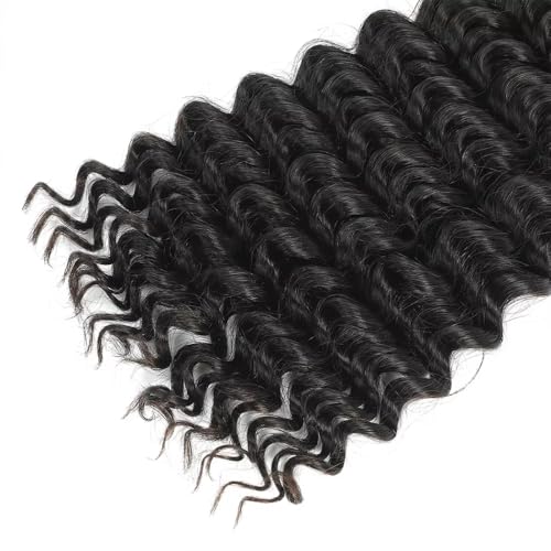 Human Braiding Hair for Boho Braids 18 Inch 100g/pack 2 Bundles Deep Wave Bulk Bundles 100% Unprocessed Curly Micro Human Hair Braiding Hair Extensions Wet and Wave Natural Color for Women