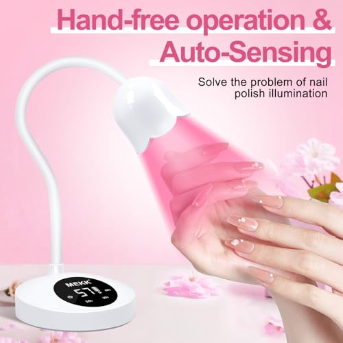 MEKK Gooseneck UV Nail Lamp 30W UV Light for Nails with Sensor Mini UV Light for Gel Nails Polish Cordless UV Nail Lamp Flash Cure Gel Nail Lamp with Three Timers UV Nail Light for Gel X Lamp